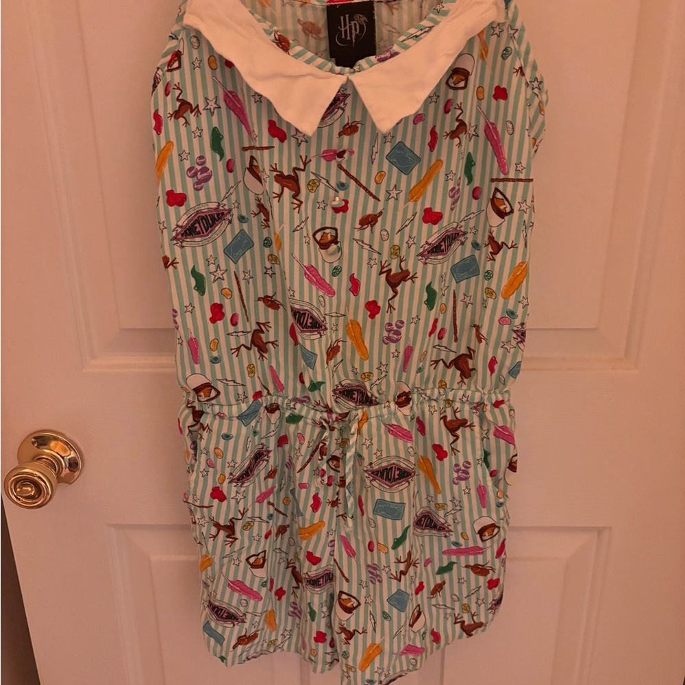 Harry Potter honeydukes Sleeveless Romper with White Peter Pan Collar